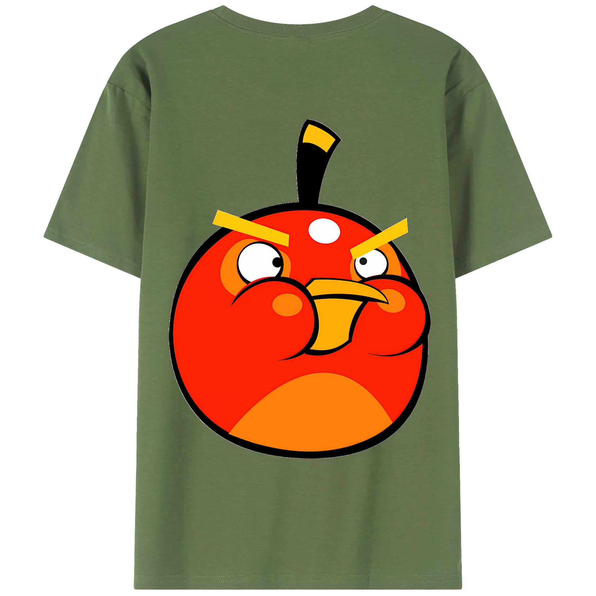 （画像用） Angry Birds アングリーバード 綿100％ メンズ半袖Tシャツ（バックプリント） 通気性